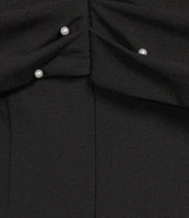 Blondie Nites Scuba Off-The-Shoulder Pearl Bow Dress