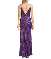 Blondie Nites Sequin Notch Neck Sleeveless Dress