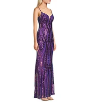 Blondie Nites Sequin Notch Neck Sleeveless Dress