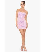 Blondie Nites Sleeveless Spaghetti Strap Iridescent Sequin Open Back Dress