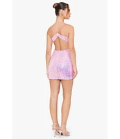 Blondie Nites Sleeveless Spaghetti Strap Iridescent Sequin Open Back Dress