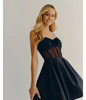 Blondie Nites Spaghetti Strap Sweetheart Neckline Corset Rose Party Dress