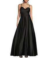 Blondie Nites Stone Sweetheart Drape Neck Tie Back A-Line Ball Gown