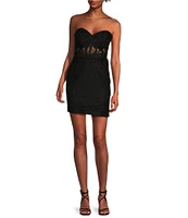 Blondie Nites Strapless Sleeveless Corset Short Lace Slim Dress