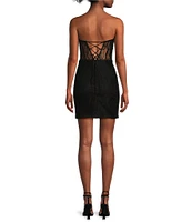 Blondie Nites Strapless Sleeveless Corset Short Lace Slim Dress