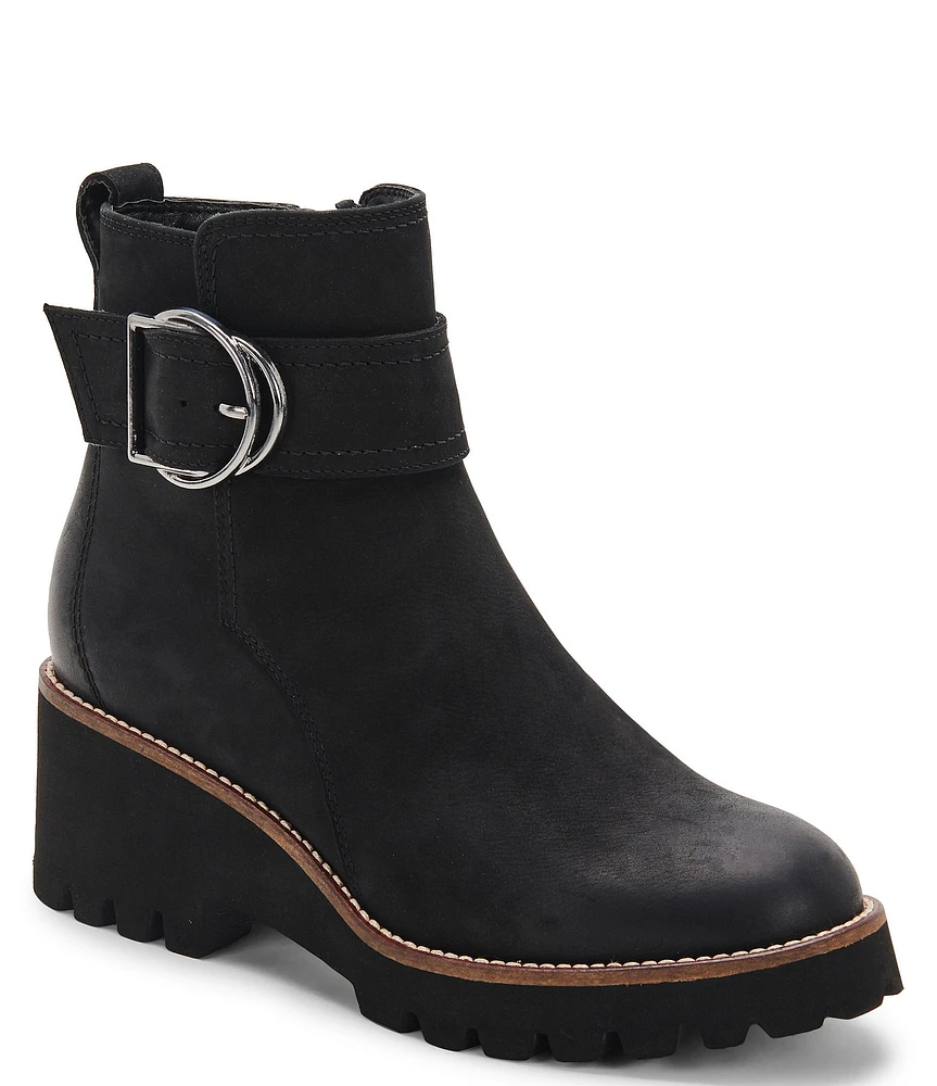 Blondo Dagger Waterproof Nubuck Leather Buckle Detail Booties