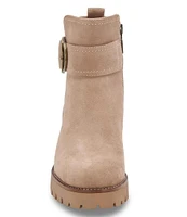 Blondo Dagger Waterproof Suede Belted Chunky Lug Sole Booties