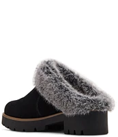 Blondo Karoline Water Resistant Suede Faux Fur Cuff Lug Heel Mules