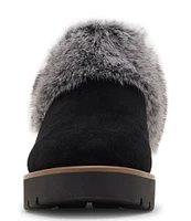 Blondo Karoline Water Resistant Suede Faux Fur Cuff Lug Heel Mules