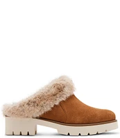 Blondo Karoline Water Resistant Suede Faux Fur Cuff Lug Heel Mules