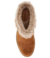 Blondo Karoline Water Resistant Suede Faux Fur Cuff Lug Heel Mules