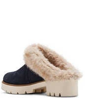 Blondo Karoline Water Resistant Suede Faux Fur Cuff Lug Heel Mules