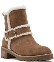 Blondo Margo Waterproof Suede Faux Shearling Block Heel Booties