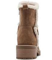 Blondo Margo Waterproof Suede Faux Shearling Block Heel Booties