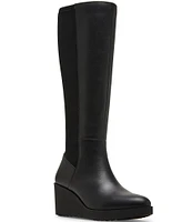 Blondo Monique Waterproof Leather Stretch Back Wedge Tall Boots