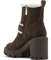 Blondo Teryn Waterproof Suede Faux Shearling Block Heel Booties