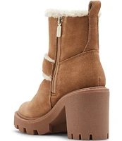 Blondo Teryn Waterproof Suede Faux Shearling Block Heel Booties