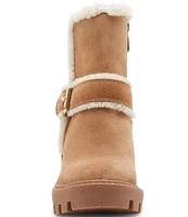 Blondo Teryn Waterproof Suede Faux Shearling Block Heel Booties