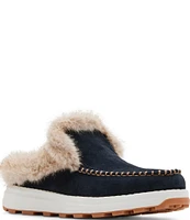 Blondo Victor Waterproof Suede Faux Fur Accented Mule Loafers