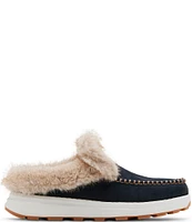 Blondo Victor Waterproof Suede Faux Fur Accented Mule Loafers