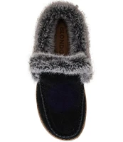 Blondo Victor Waterproof Suede Faux Fur Accented Mule Loafers