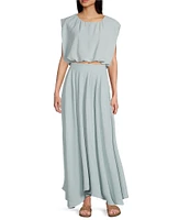 Blu Pepper Box Pleated Coordinating Midi Skirt
