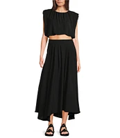 Blu Pepper Box Pleated Coordinating Midi Skirt