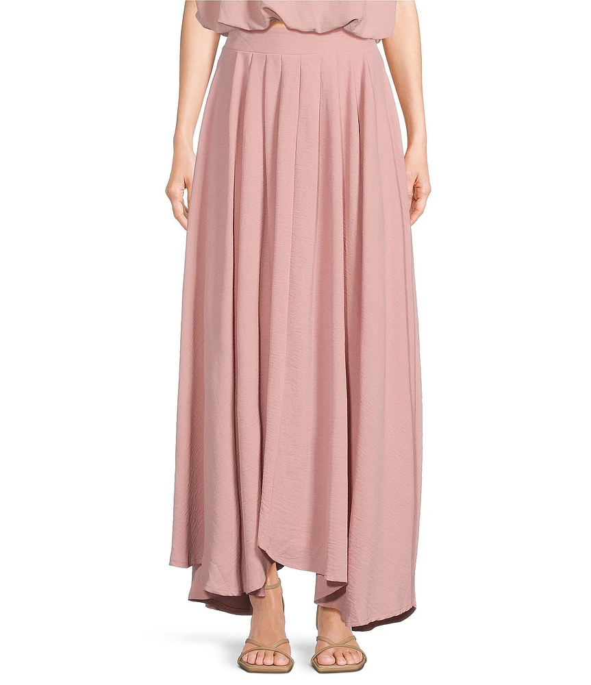 Blu Pepper Box Pleated Coordinating Midi Skirt