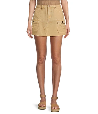 Blu Pepper Cargo Raw Hem Mini Skirt