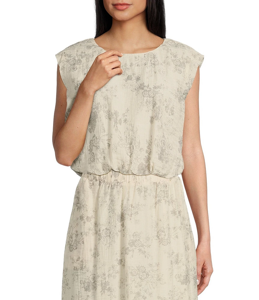 Blu Pepper Coordinating Floral Bubble Pullover Top