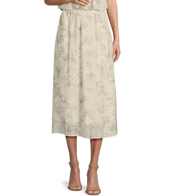 Blu Pepper Coordinating Floral Print Midi Skirt