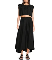Blu Pepper Cropped Coordinating Bubble Top
