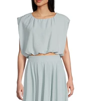 Blu Pepper Cropped Coordinating Bubble Top