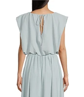 Blu Pepper Cropped Coordinating Bubble Top