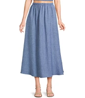 Blu Pepper Elastic Waist Pocketed Coordinating Midi Skirt