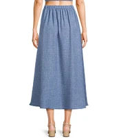 Blu Pepper Elastic Waist Pocketed Coordinating Midi Skirt