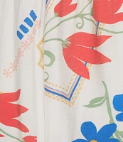 Blu Pepper Floral Print Ricrac Trim Midi Dress