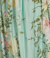 Blu Pepper Floral Print Square Neck Short Sleeve Midi Dress