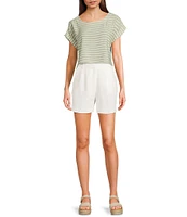 Blu Pepper High Waist Pleated Pull-On Shorts