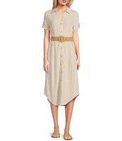 Blu Pepper Linen Blend Belated Shirt Dress