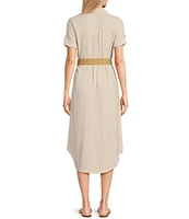 Blu Pepper Linen Blend Belated Shirt Dress