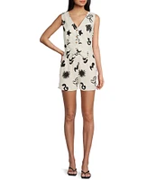 Blu Pepper Linen Blend Doodle Print Pull-On Shorts