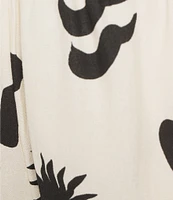 Blu Pepper Linen Blend Doodle Print Pull-On Shorts