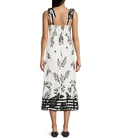 Blu Pepper Linen Blend Tie Strap V-Neck Button Front Dress
