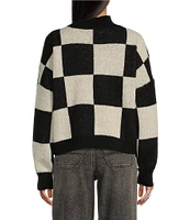 Blu Pepper Long Sleeve Checkered Pattern Sweater