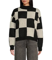 Blu Pepper Long Sleeve Checkered Pattern Sweater