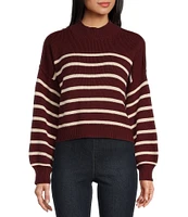 Blu Pepper Long Sleeve Mock Neck Ribbed Pullover Sweater