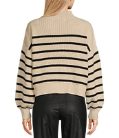 Blu Pepper Long Sleeve Mock Neck Ribbed Pullover Sweater