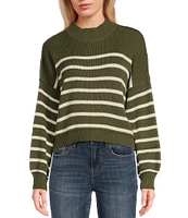 Blu Pepper Long Sleeve Mock Neck Ribbed Pullover Sweater