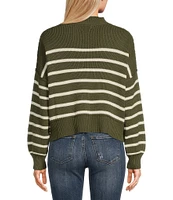 Blu Pepper Long Sleeve Mock Neck Ribbed Pullover Sweater